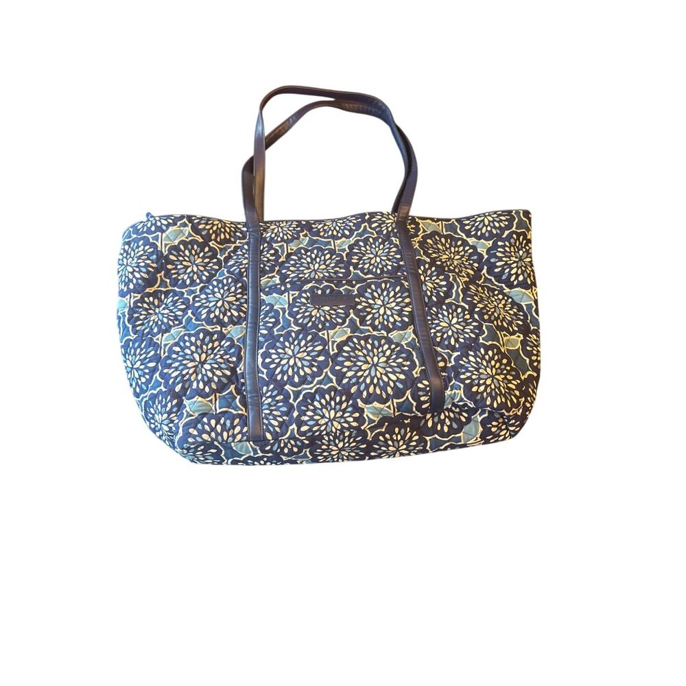 Vera Bradley Quilted Tote Bag Blue Floral Pattern Lightweight